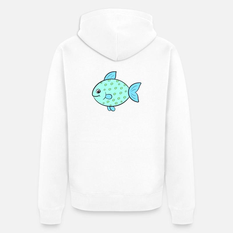 Poisson Poisson - Veste à capuche bio Premium Unisexe - blanc