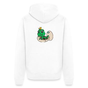 Drache mit Krone aus dem Ei - Unisex Premium Bio Zip Hoodie - Weiß - Hinten - Thijin (182cm)