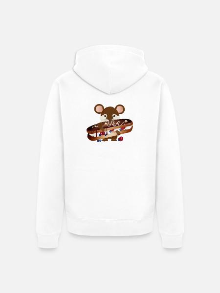 schattige muis met heerlijke chocolade éclair - Uniseks Premium bio ziphoodie - wit