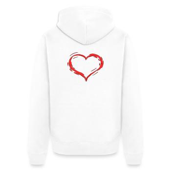 Herz - Unisex Premium Bio Zip Hoodie - Weiß - Hinten - Thijin (182cm)