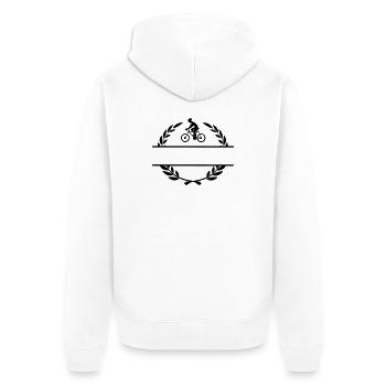 Cyclist in laurel wreath - Unisex Premium Organic Zip Hoodie - white - Back - Thijin (182cm)