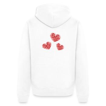 HERZ. HERZ. HEILIGER VALENTINSTAG. LIEBE. LIEBE. WEIHNACHTEN - Unisex Premium Bio Zip Hoodie - Weiß - Hinten - Thijin (182cm)