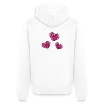 HERZ. HERZ. HEILIGER VALENTIN. LIEBE. LIEBE. WEIHNACHTEN - Unisex Premium Bio Zip Hoodie - Weiß - Hinten - Thijin (182cm)