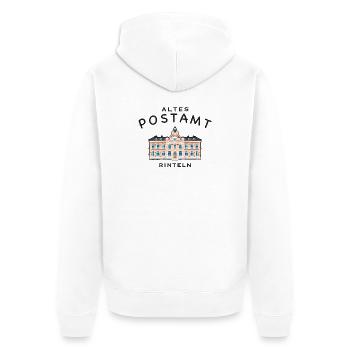 Rinteln, altes Postamt - Unisex Premium Bio Zip Hoodie - Weiß - Hinten - Thijin (182cm)