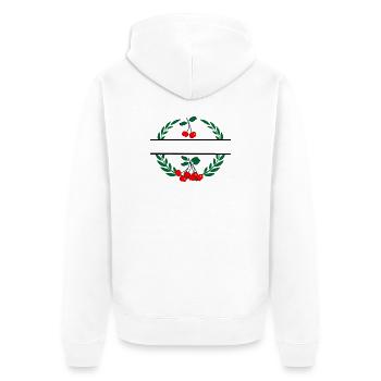 Cherries in laurel wreath with red cherries - Unisex Premium Organic Zip Hoodie - white - Back - Thijin (182cm)