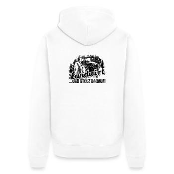 Landwirt und stolz darauf - Traktor - Bauer - Unisex Premium Bio Zip Hoodie - Weiß - Hinten - Thijin (182cm)