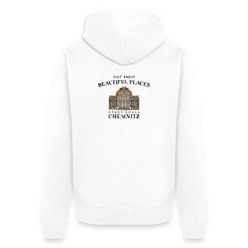 Opernhaus Chemnitz Deutschland Zeichnung - Unisex Premium Bio Zip Hoodie - Weiß - Hinten - Thijin (182cm)
