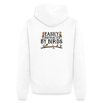 Leicht von Vögeln abgelenkt - Unisex Premium Bio Zip Hoodie - Weiß - Hinten - Thijin (182cm)