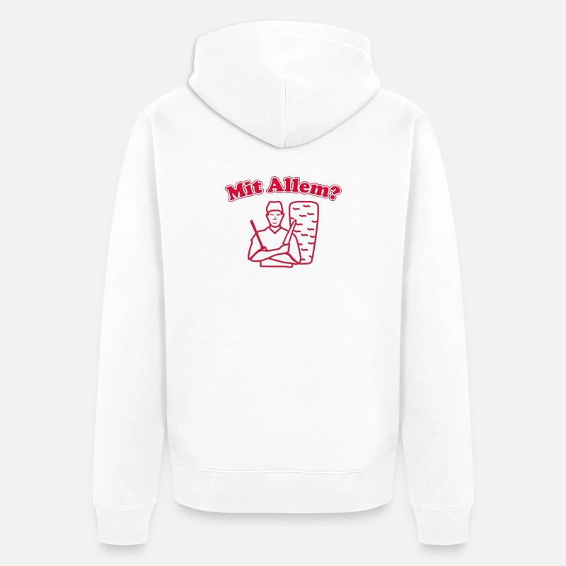 Mit Allem? - Unisex Premium Bio Zip Hoodie - Weiß