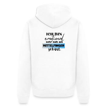 I'm emotionally built very close to the middle finger - Unisex Premium Organic Zip Hoodie - white - Back - Thijin (182cm)