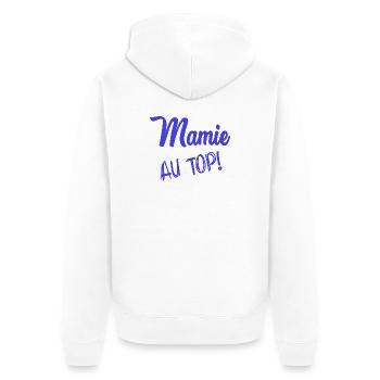 OMA. OMA. MUTTERTAG - Unisex Premium Bio Zip Hoodie - Weiß - Hinten - Thijin (182cm)