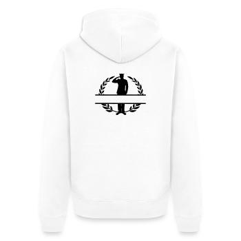 Salutation of respect in laurel wreath banner - Unisex Premium Organic Zip Hoodie - white - Back - Thijin (182cm)