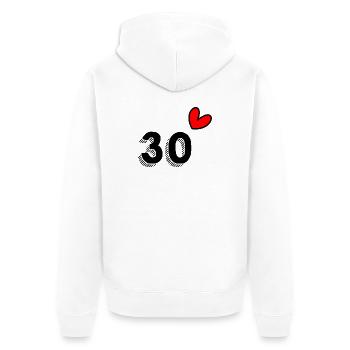 30. 30 YEARS. 30th ANNIVERSARY. 30 YEARS ANNIVERSARY. - Unisex Premium Organic Zip Hoodie - white - Back - Thijin (182cm)