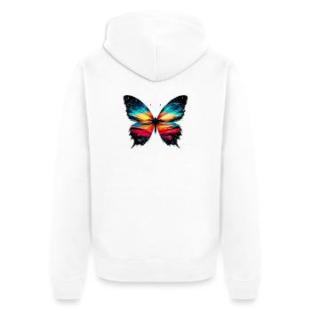 Schmetterling - Unisex Premium Bio Zip Hoodie - Weiß - Hinten - Thijin (182cm)