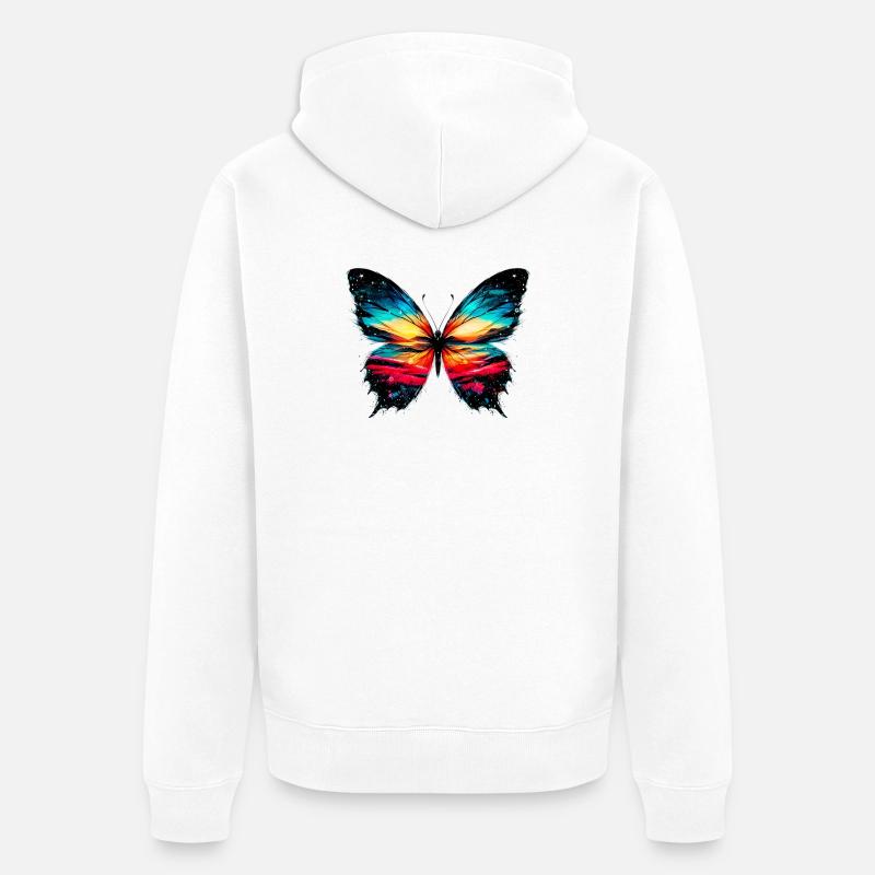 Papillon - Veste à capuche bio Premium Unisexe - blanc