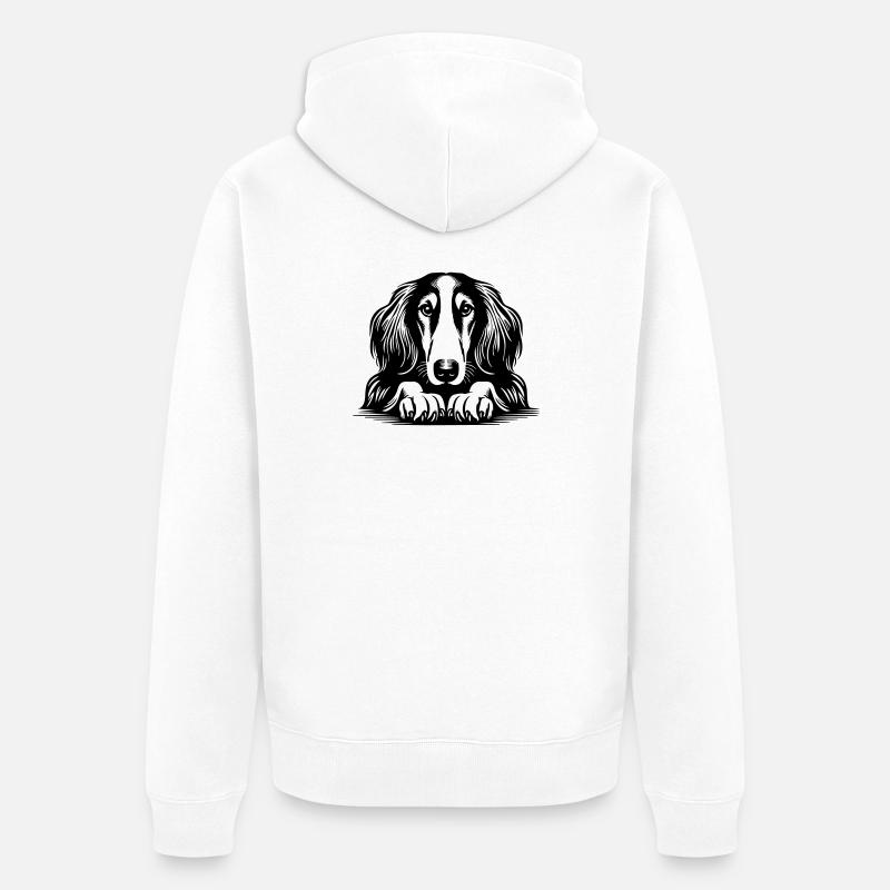 Tête de Saluki avec pattes - Veste à capuche bio Premium Unisexe - blanc
