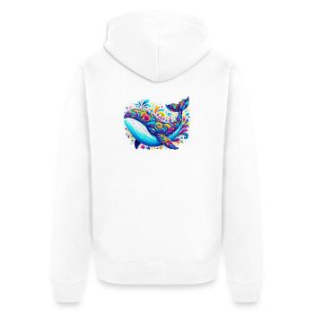 Whale - Unisex Premium Organic Zip Hoodie - white - Back - Thijin (182cm)
