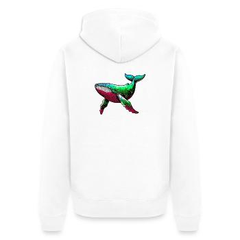 Whale - Unisex Premium Organic Zip Hoodie - white - Back - Thijin (182cm)