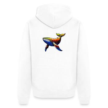 Wal - Unisex Premium Bio Zip Hoodie - Weiß - Hinten - Thijin (182cm)