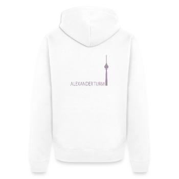 Witziger Berliner Fernsehturm Silhouette Parodie - Unisex Premium Bio Zip Hoodie - Weiß - Hinten - Thijin (182cm)