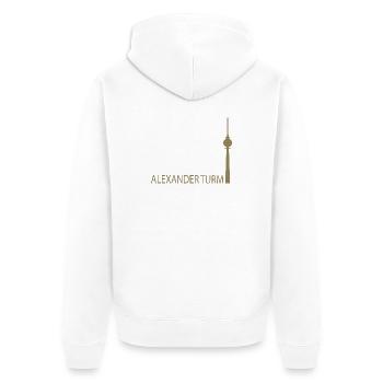 Witziger Berliner Fernsehturm Silhouette Parodie - Unisex Premium Bio Zip Hoodie - Weiß - Hinten - Thijin (182cm)
