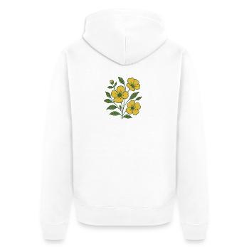 Gelber Blütenzweig  - Unisex Premium Bio Zip Hoodie - Weiß - Hinten - Thijin (182cm)