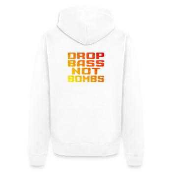 DNB Techno Drop Bass Not Bombs - Unisex Premium Organic Zip Hoodie - white - Back - Thijin (182cm)
