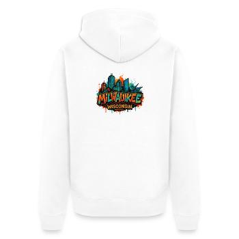 Milwaukee Skyline Splash Wisconsin - Unisex Premium Organic Zip Hoodie - white - Back - Thijin (182cm)
