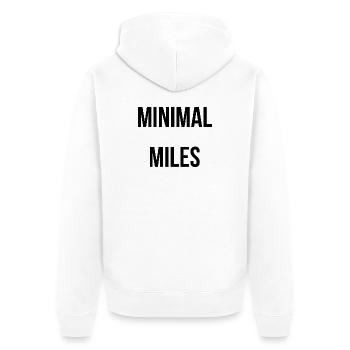 Minimal Miles – Abenteuer Shirt - Unisex Premium Bio Zip Hoodie - Weiß - Hinten - Thijin (182cm)