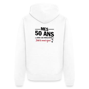 50th Anniversary 1975 Funny Gift - Unisex Premium Organic Zip Hoodie - white - Back - Thijin (182cm)