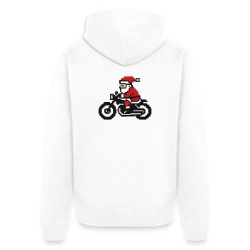 Ugly Christmas Sweater – Santa in Retro Pixel Style - Unisex Premium Organic Zip Hoodie - white - Back - Thijin (182cm)