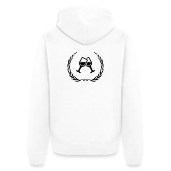 Wein Gläser Kranz - Unisex Premium Bio Zip Hoodie - Weiß - Hinten - Thijin (182cm)