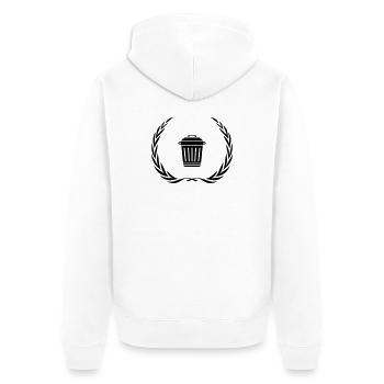 Couronne de symbole de poubelle - Veste à capuche bio Premium Unisexe - blanc - Dos - Thijin (182cm)