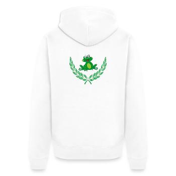 Couronne de grenouille en laurier vert – Félicitations - Veste à capuche bio Premium Unisexe - blanc - Dos - Thijin (182cm)