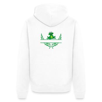 Frog Laurel Wreath with Namespace - Unisex Premium Organic Zip Hoodie - white - Back - Thijin (182cm)