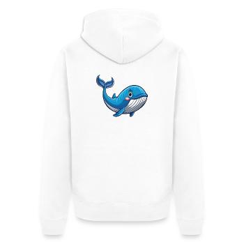 Wal - Unisex Premium Bio Zip Hoodie - Weiß - Hinten - Thijin (182cm)