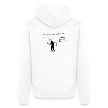 Das letzte Bild...lassen wir hängen - Unisex Premium Bio Zip Hoodie - Weiß - Hinten - Thijin (182cm)