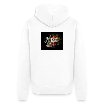 Gestrickter Santa mit Weihnachtsbaum - Unisex Premium Bio Zip Hoodie - Weiß - Hinten - Thijin (182cm)