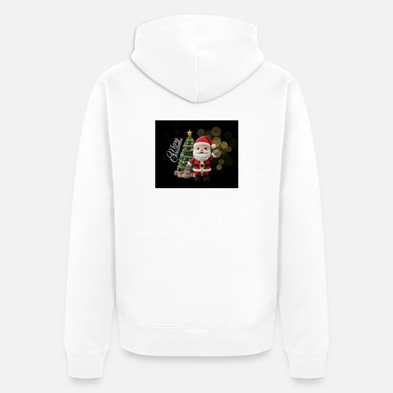 Gestrickter Santa mit Weihnachtsbaum - Unisex Premium Bio Zip Hoodie - Weiß