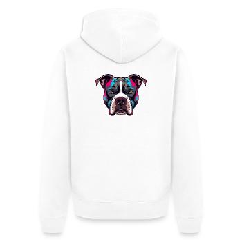 Neon Pitbull Portrait - Unisex Premium Organic Zip Hoodie - white - Back - Thijin (182cm)