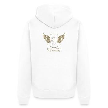 Pug Dog Cloud Angel Wings Farewell Mourning - Unisex Premium Organic Zip Hoodie - white - Back - Thijin (182cm)