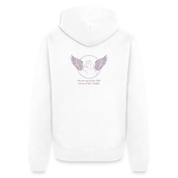 Pug Dog Cloud Angel Wings Farewell Mourning - Unisex Premium Organic Zip Hoodie - white - Back - Thijin (182cm)