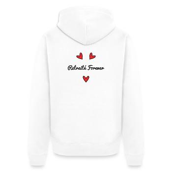 RETIREMENT. RETIRED. HAPPY RETIREMENT. ANNIVERSARY. - Unisex Premium Organic Zip Hoodie - white - Back - Thijin (182cm)