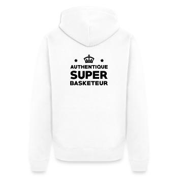 Super-Basketballspieler – Basketball - Unisex Premium Bio Zip Hoodie - Weiß - Hinten - Thijin (182cm)