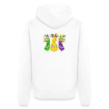 Karnevalstrio der Maskenvögel - Unisex Premium Bio Zip Hoodie - Weiß - Hinten - Thijin (182cm)