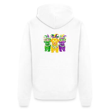 Chiens de carnaval : Trio de perles de Mardi Gras - Veste à capuche bio Premium Unisexe - blanc - Dos - Thijin (182cm)