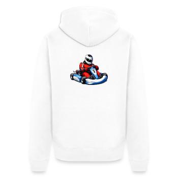 Illustration de pilote de karting - Veste à capuche bio Premium Unisexe - blanc - Dos - Thijin (182cm)