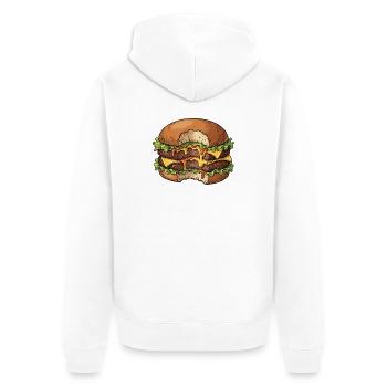 Double cheeseburger juteux avec piquant – Foodie - Veste à capuche bio Premium Unisexe - blanc - Dos - Thijin (182cm)