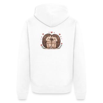 Igel Paar Liebe mit Herzen - Unisex Premium Bio Zip Hoodie - Weiß - Hinten - Thijin (182cm)