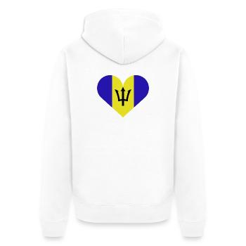 Barbados flag with heart - Unisex Premium Organic Zip Hoodie - white - Back - Thijin (182cm)